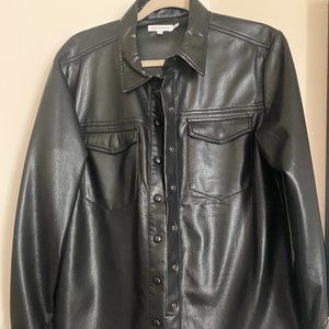 Brand new! Good American, faux Leather Utility shirt, black, sz 3 (large)